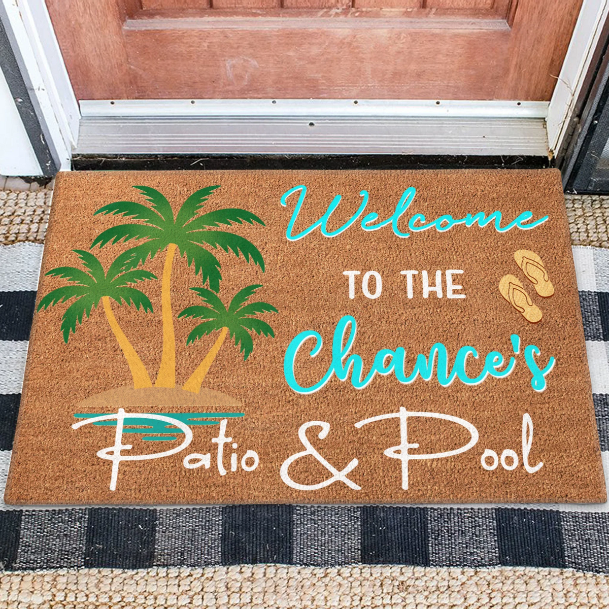 Personalized Patio Doormat - Welcome To The Patio & Pool - Gift Idea For Family