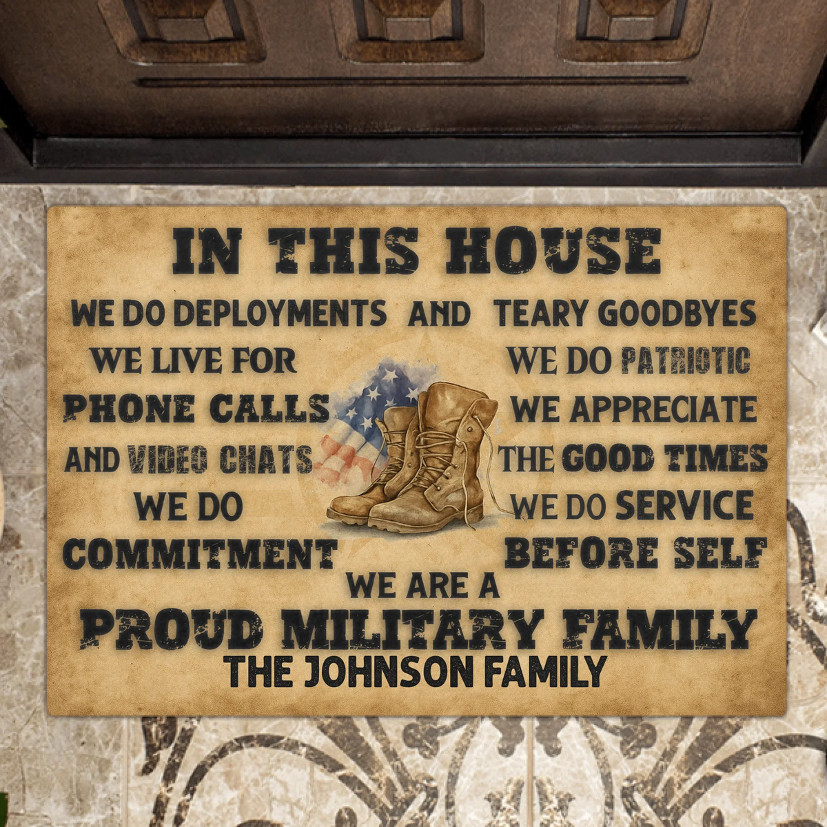Personalized Family Doormat - Gifts For Family/Patriots/Memorial Day/Independence Day - We Are A Proud Military Family