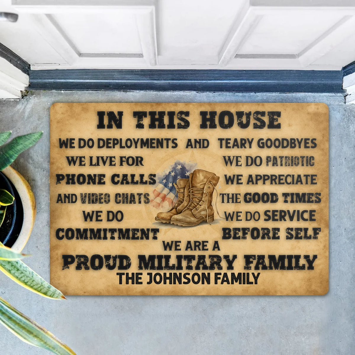 Personalized Family Doormat - Gifts For Family/Patriots/Memorial Day/Independence Day - We Are A Proud Military Family