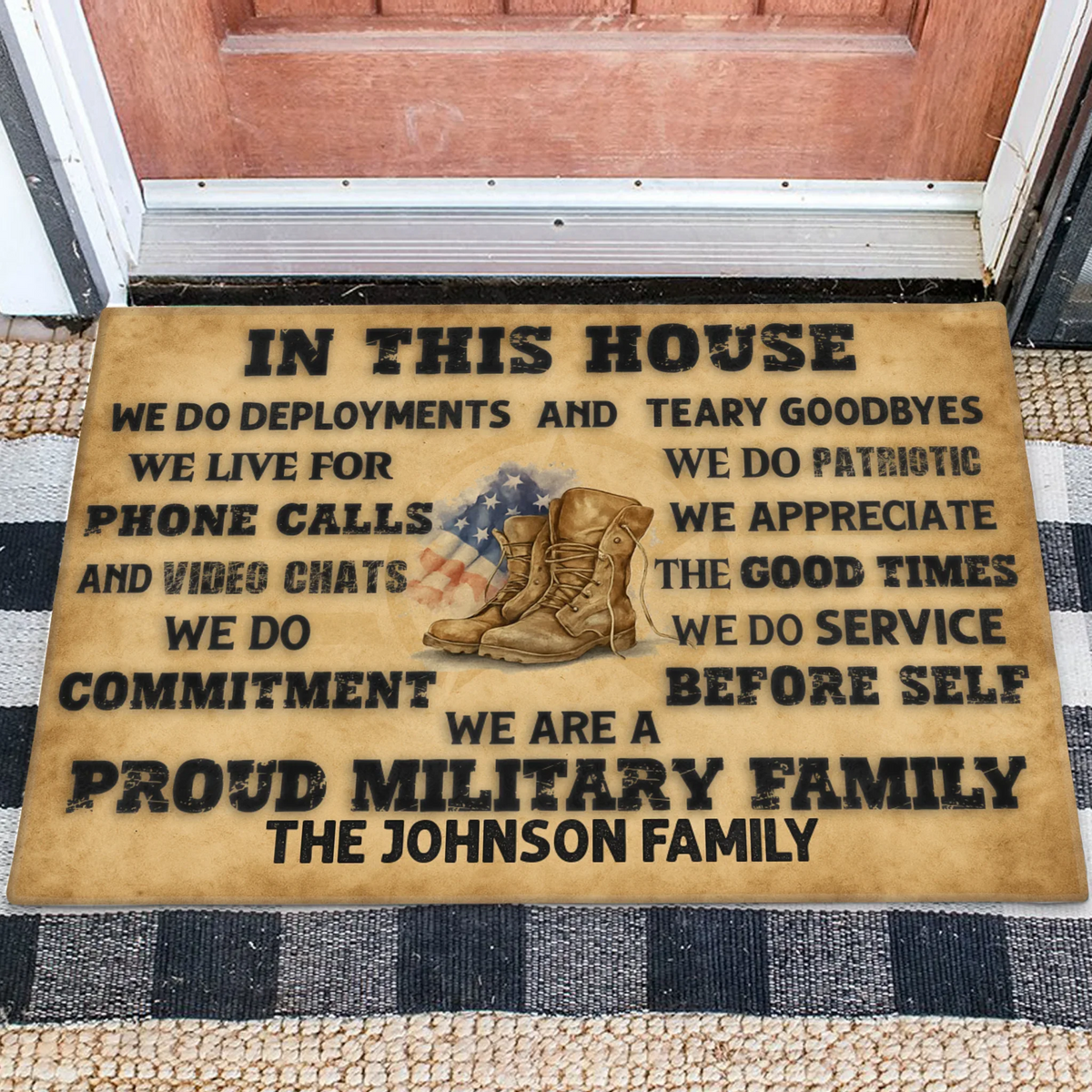 Personalized Family Doormat - Gifts For Family/Patriots/Memorial Day/Independence Day - We Are A Proud Military Family