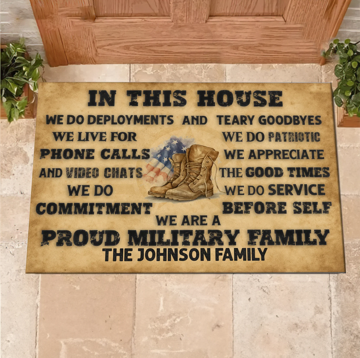 Personalized Family Doormat - Gifts For Family/Patriots/Memorial Day/Independence Day - We Are A Proud Military Family