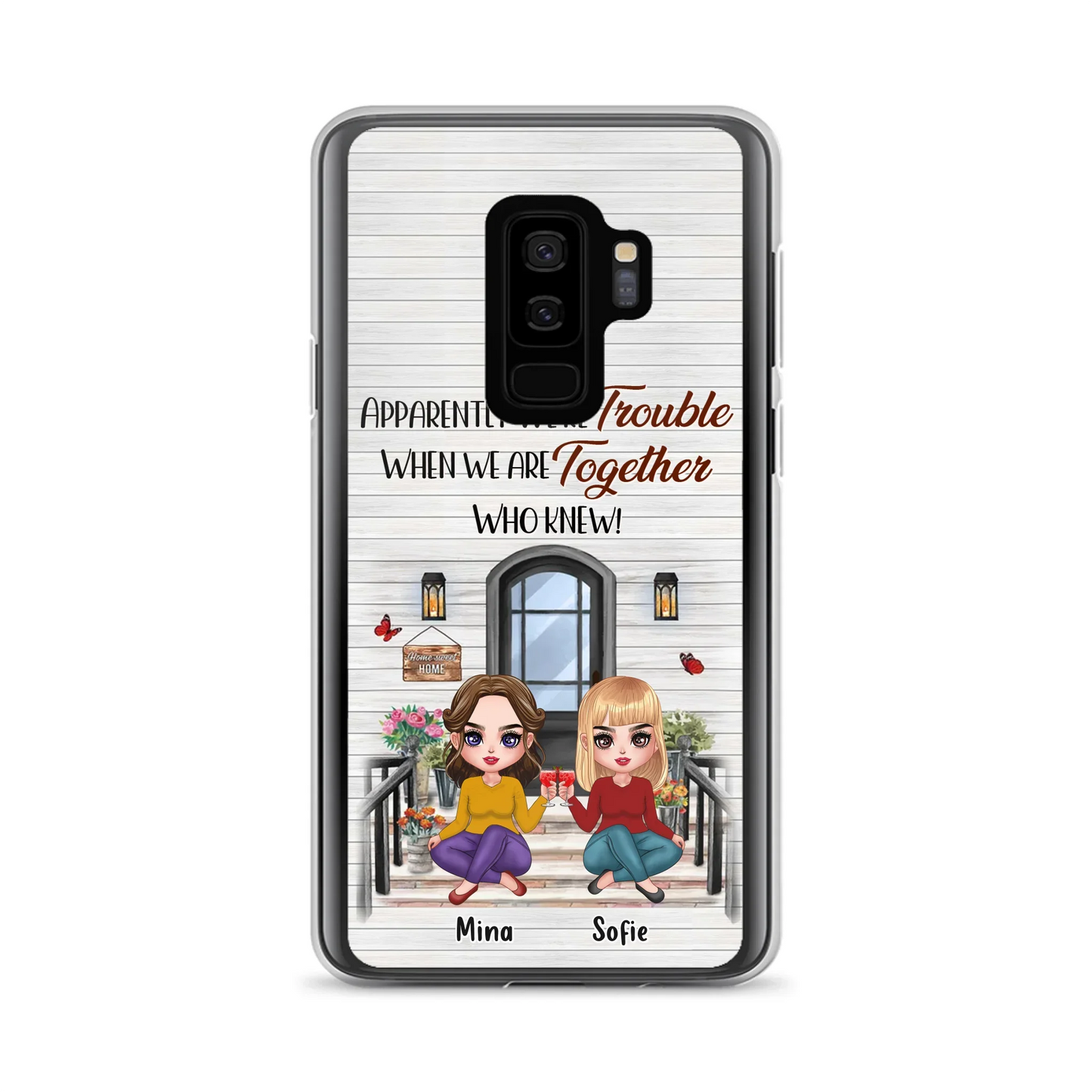 Custom Personalized Besties Phone Case - Upto 5 Girls - Gift Idea For Besties/ Friends/ Sisters - Apparently We're Trouble When We Are Together Who Knew! - Case For iPhone/Samsung