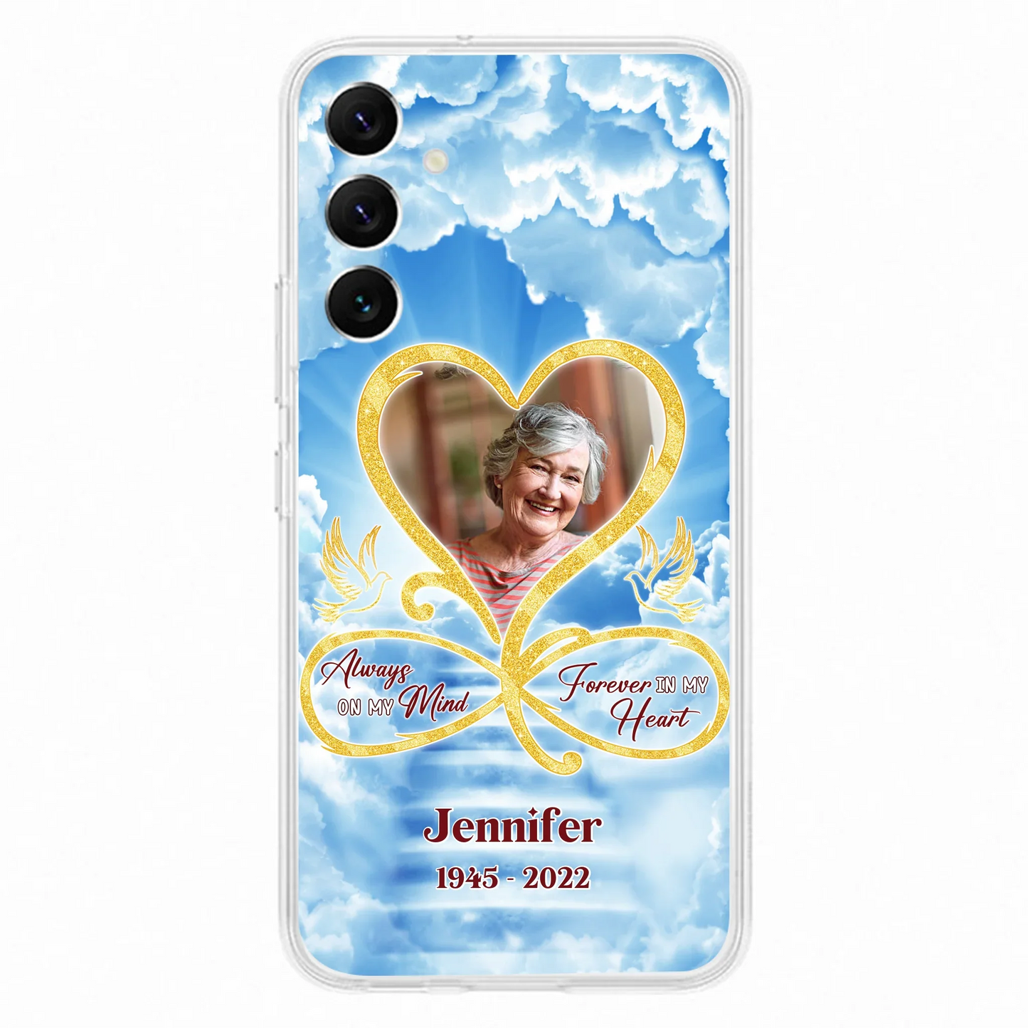 Custom Personalized Memorial Photo Phone Case - Memorial Gift Idea For Mother's Day/Father's Day - Always On My Mind Forever In My Heart - Case for iPhone/Samsung