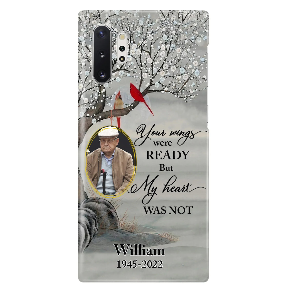 Custom Personalized Cardinal Memorial Phone Case for iPhone/ Samsung - Custom Photo - Your Wings Were Ready But My Heart Was Not