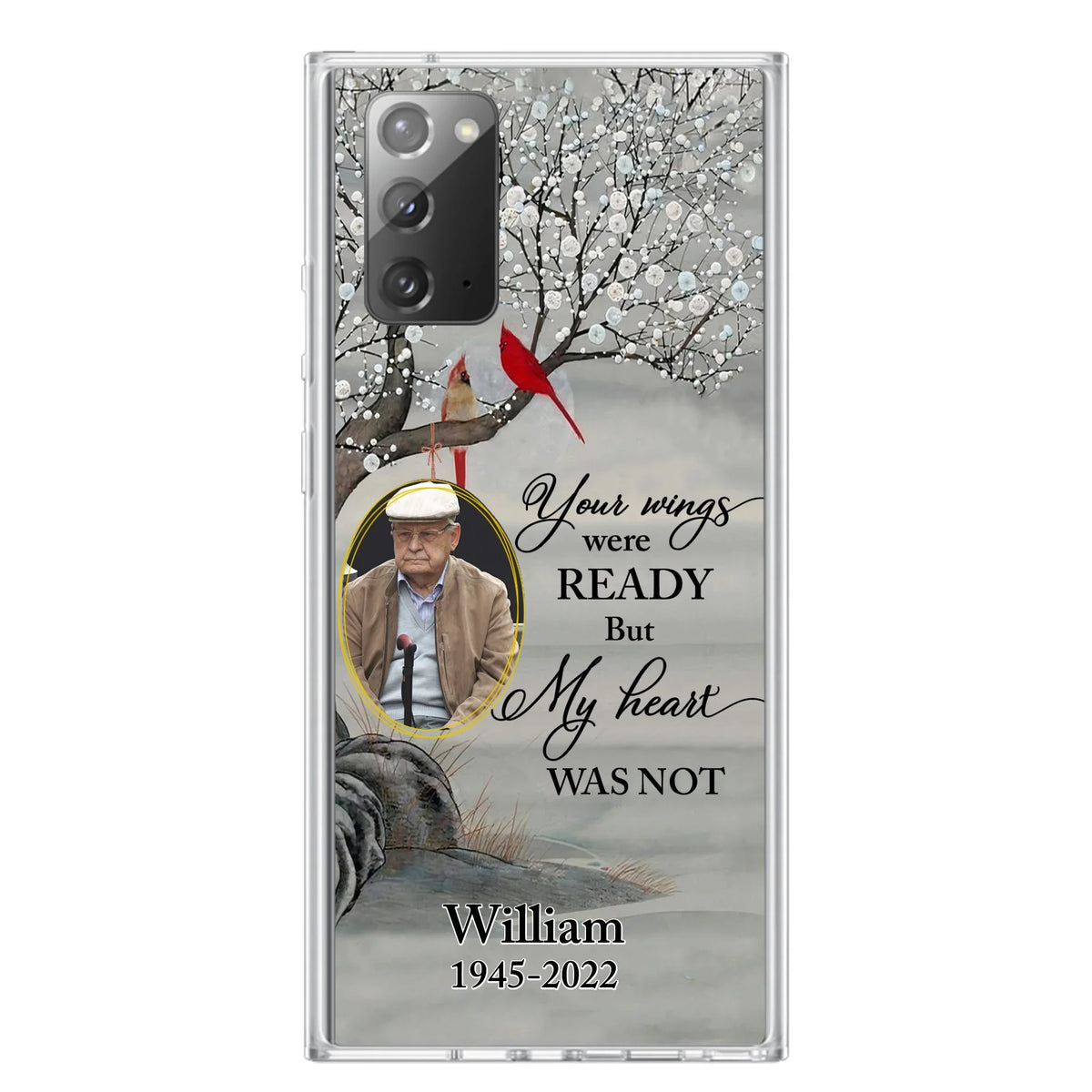 Custom Personalized Cardinal Memorial Phone Case for iPhone/ Samsung - Custom Photo - Your Wings Were Ready But My Heart Was Not