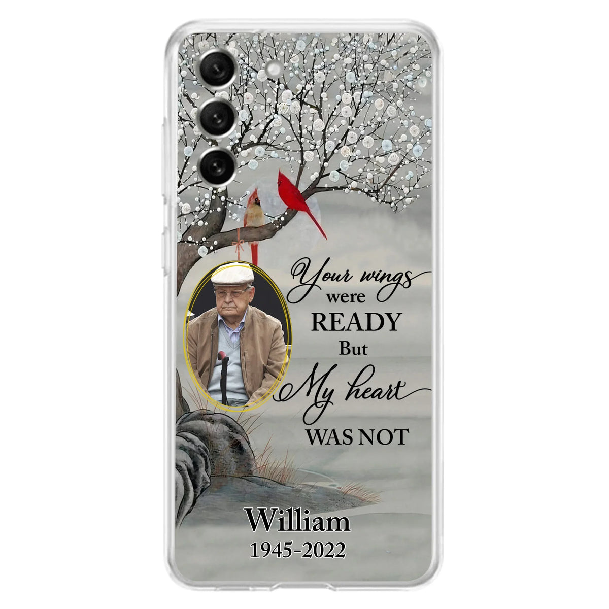 Custom Personalized Cardinal Memorial Phone Case for iPhone/ Samsung - Custom Photo - Your Wings Were Ready But My Heart Was Not