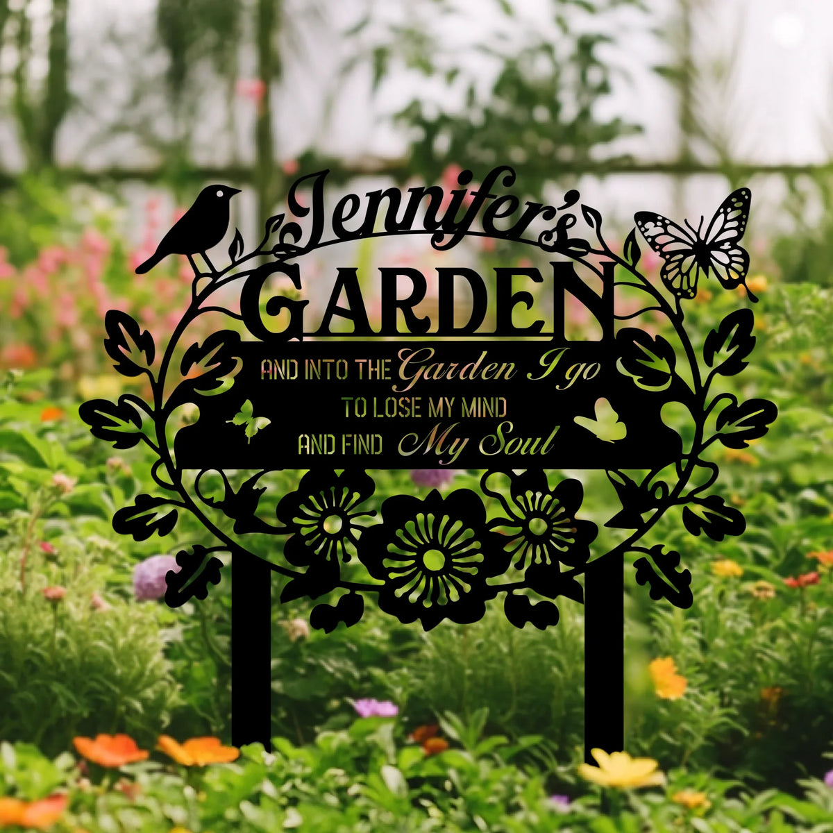 Personalized Garden Metal Sign - Gift Idea For Garden Lover - And Into The Garden I Go To Lose My Mind And Find My Soul