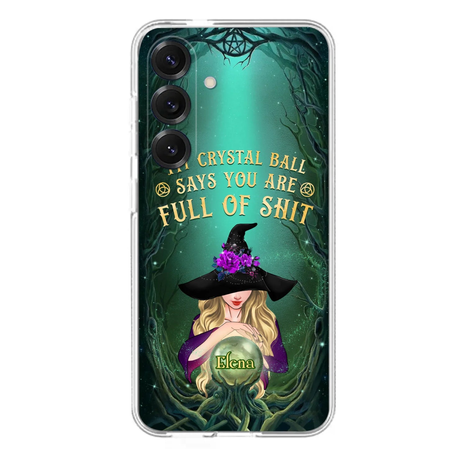 Custom Personalized Witch Phone Case - Gift Idea For Witch Lovers - My Crystal Ball Says You Are Full Of Shit