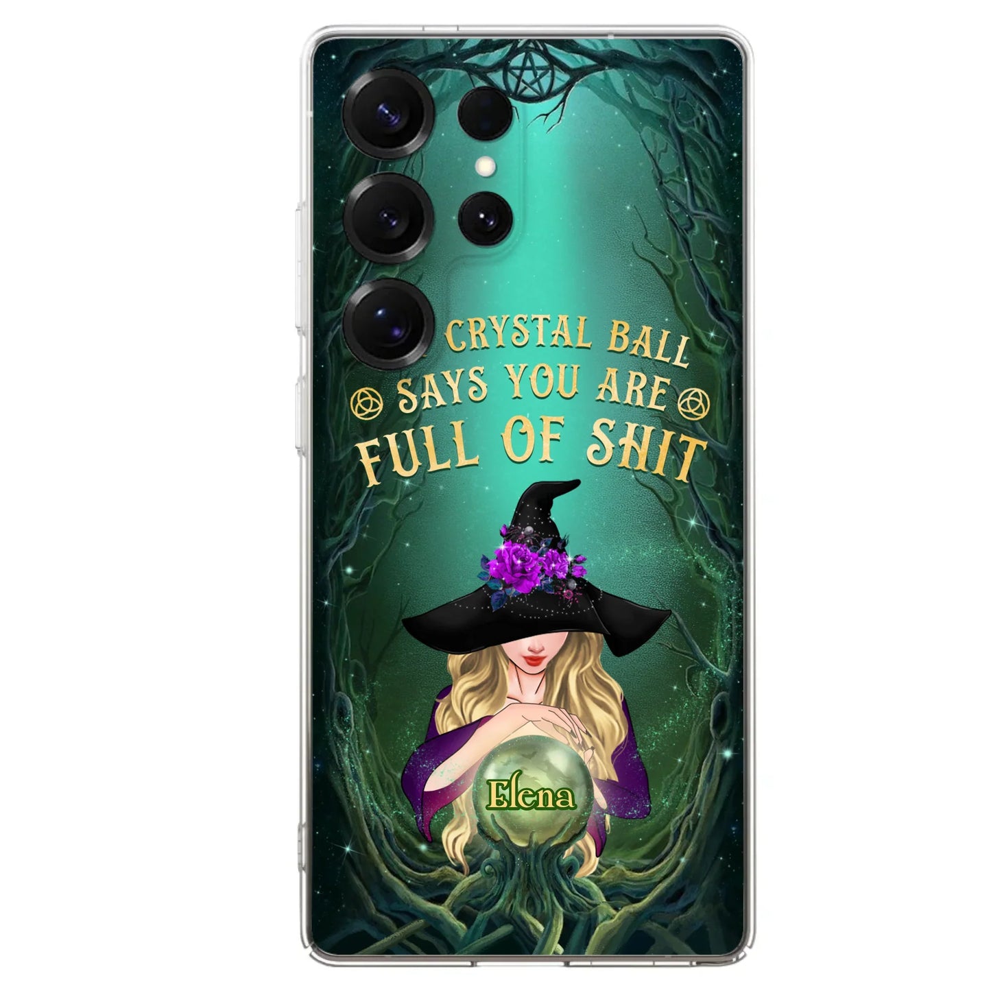 Custom Personalized Witch Phone Case - Gift Idea For Witch Lovers - My Crystal Ball Says You Are Full Of Shit
