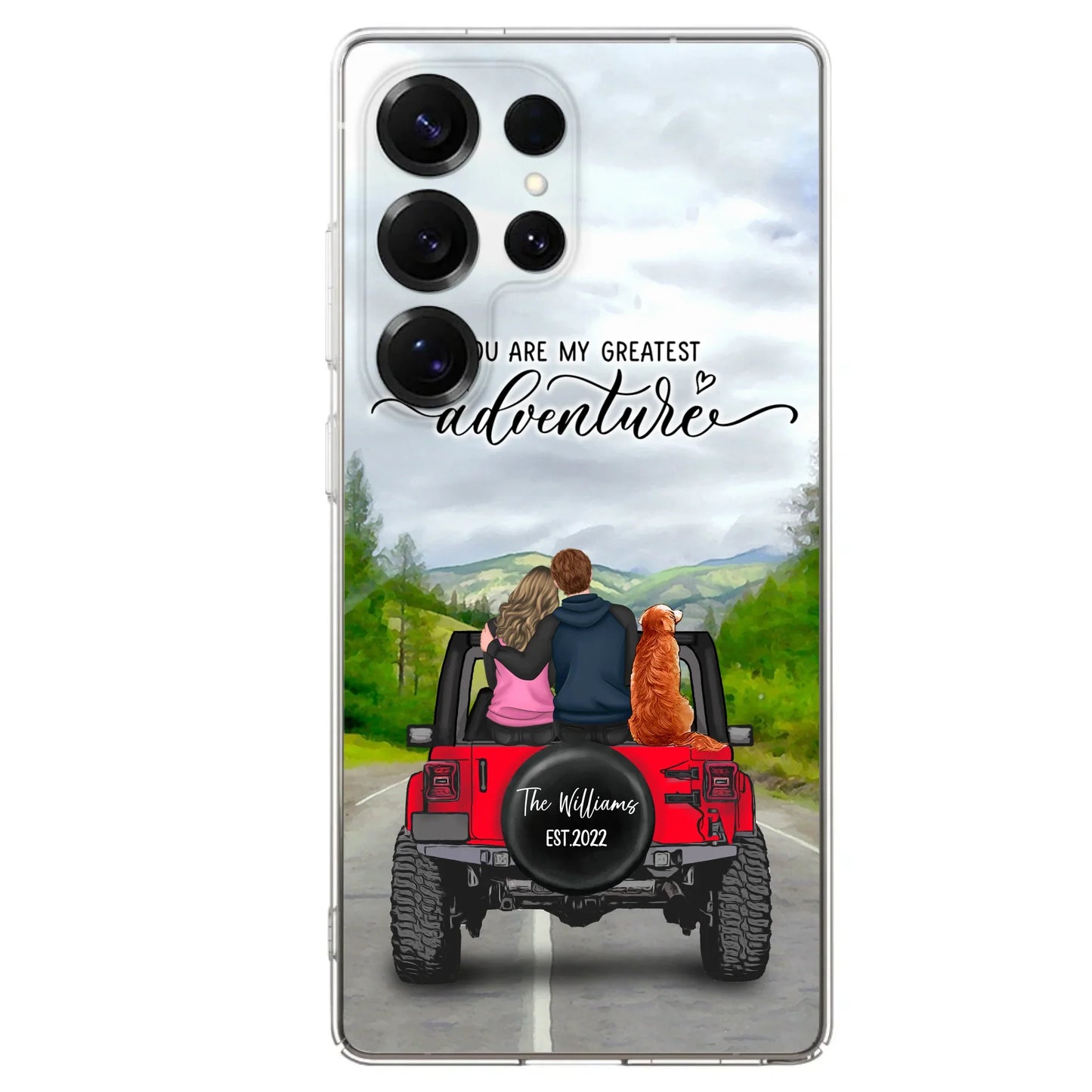 Custom Personalized Off-Road Couple Phone Case - Couple With Upto 4 Dogs- Gift Idea For Couple/ Dog Lover - You Are My Greatest Adventure - Case For iPhone And Samsung