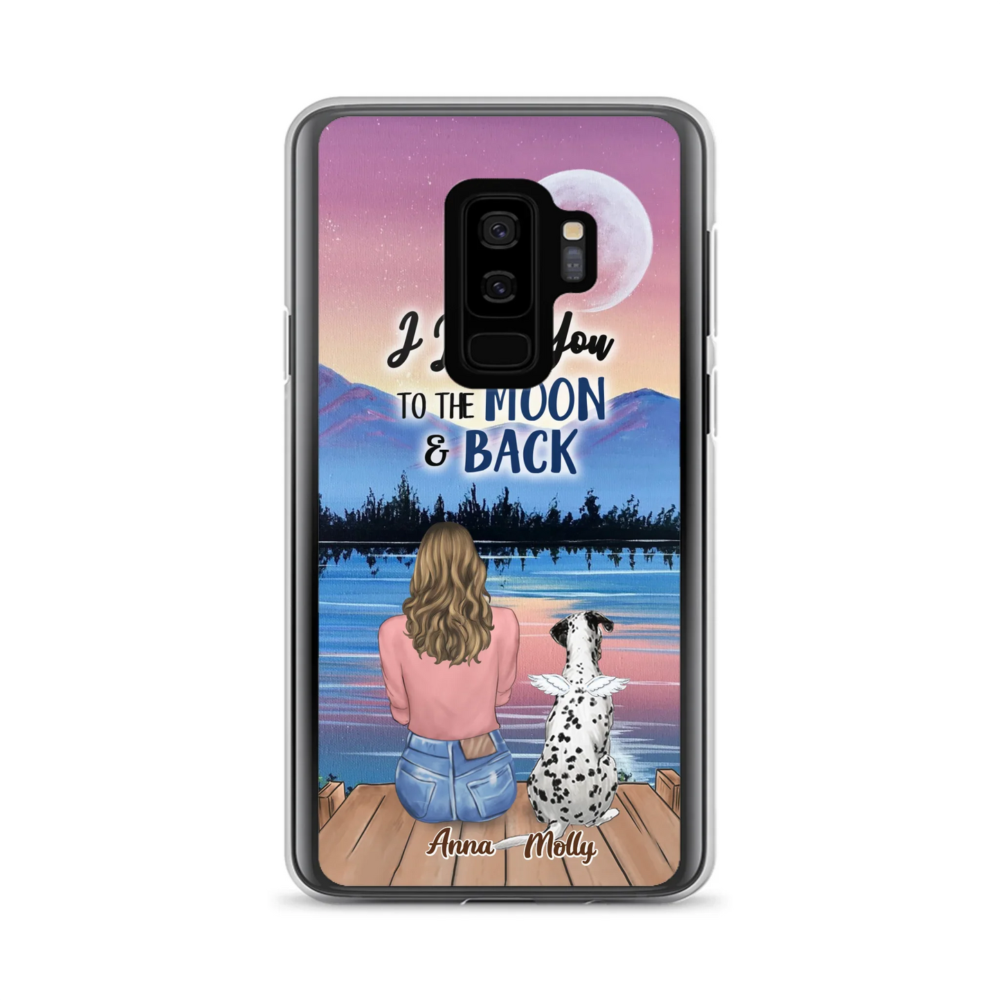 Custom Personalized Memorial Pet Phone Case - Upto 4 Pets - Gift For Dog/Cat Lover - I Love You To The Moon & Back - Case For iPhone And Samsung
