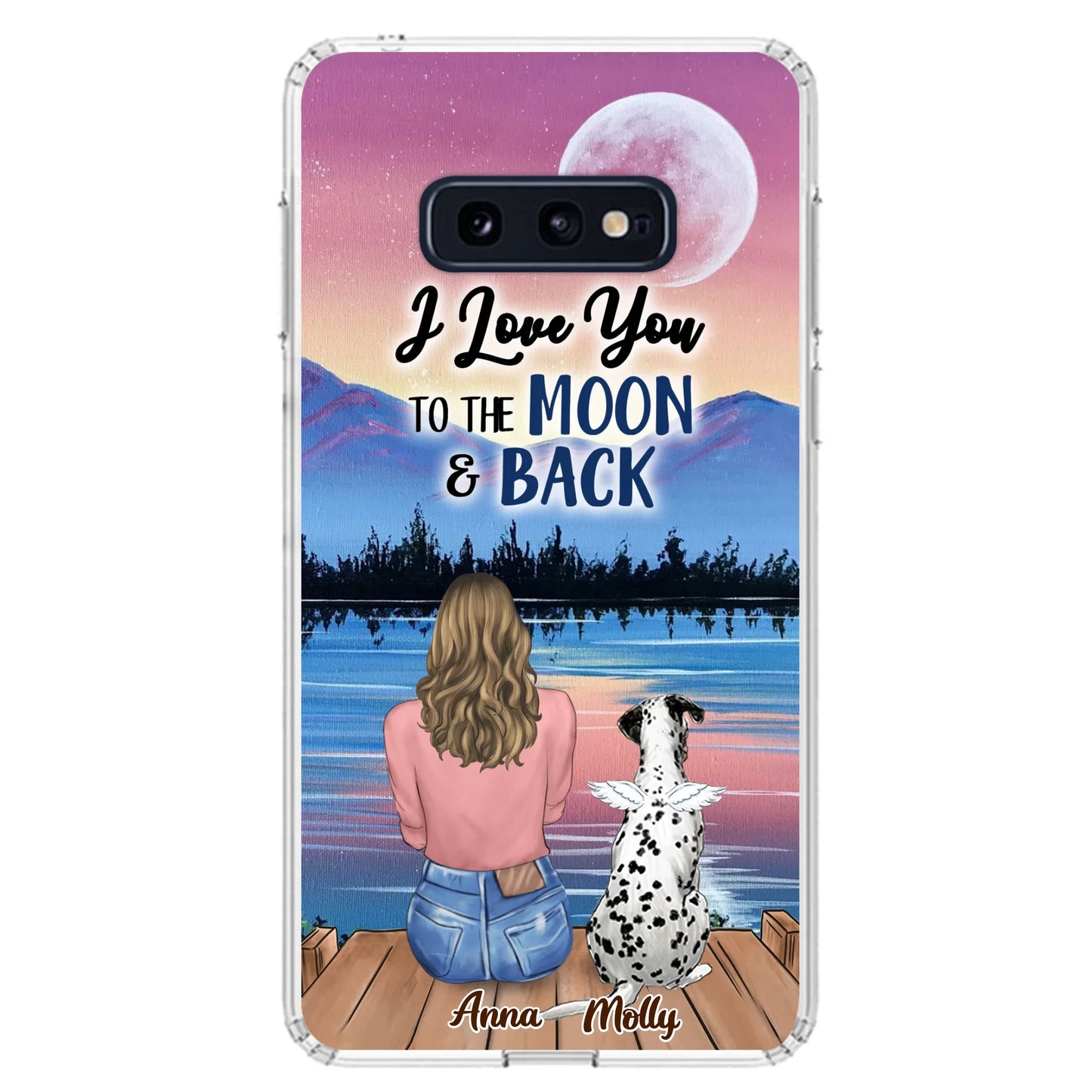 Custom Personalized Memorial Pet Phone Case - Upto 4 Pets - Gift For Dog/Cat Lover - I Love You To The Moon & Back - Case For iPhone And Samsung