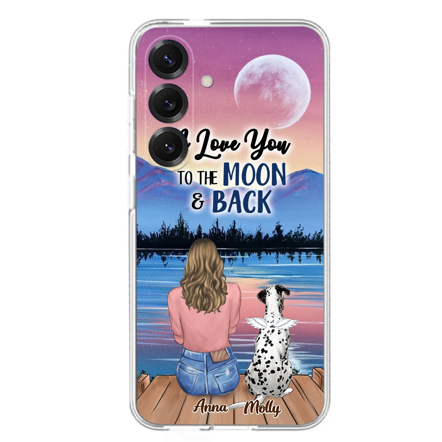 Custom Personalized Memorial Pet Phone Case - Upto 4 Pets - Gift For Dog/Cat Lover - I Love You To The Moon & Back - Case For iPhone And Samsung