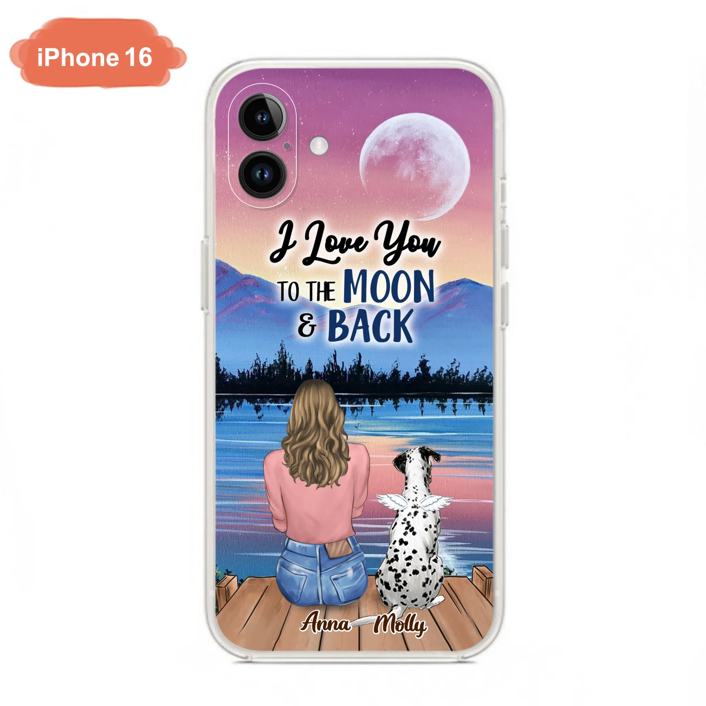 Custom Personalized Memorial Pet Phone Case - Upto 4 Pets - Gift For Dog/Cat Lover - I Love You To The Moon & Back - Case For iPhone And Samsung