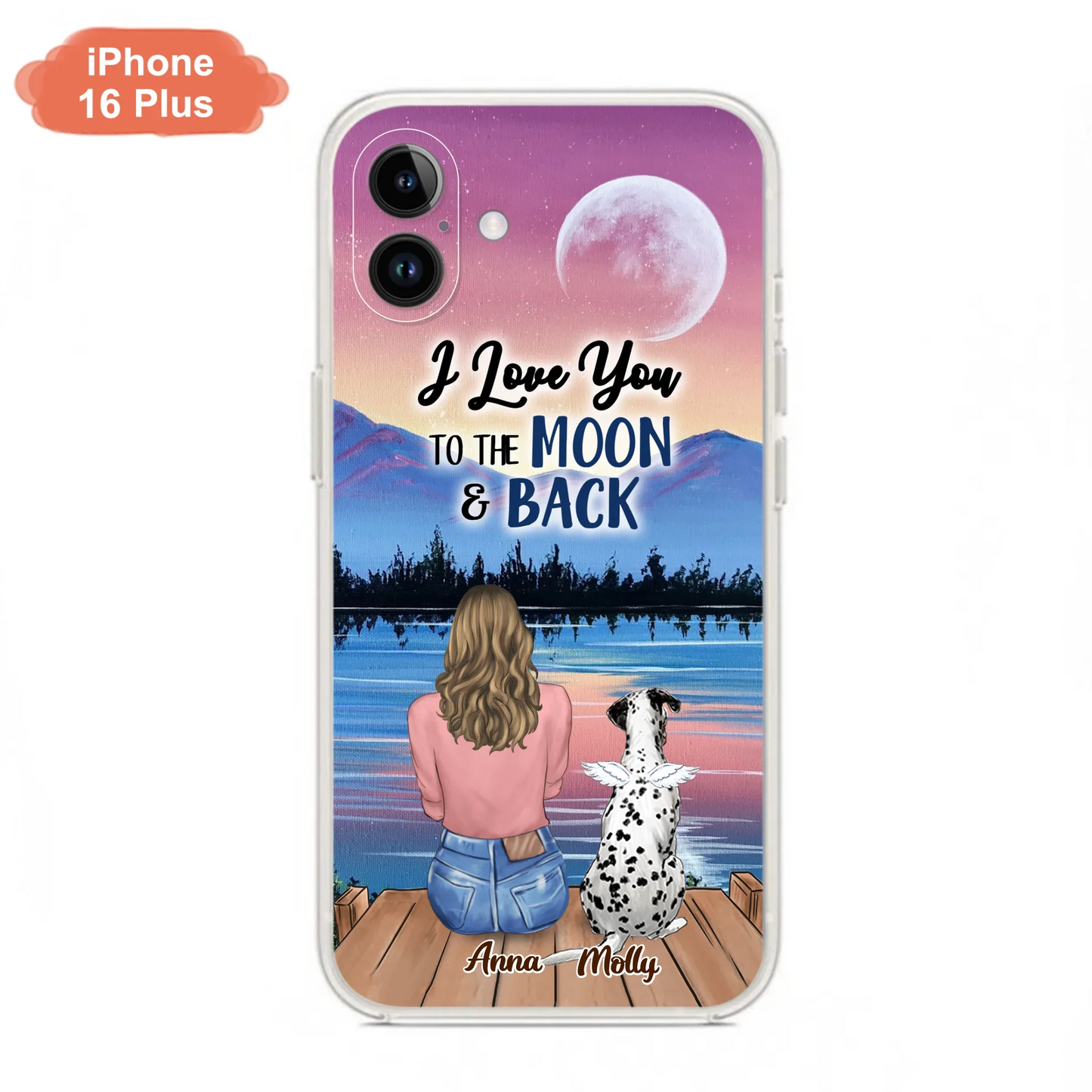 Custom Personalized Memorial Pet Phone Case - Upto 4 Pets - Gift For Dog/Cat Lover - I Love You To The Moon & Back - Case For iPhone And Samsung