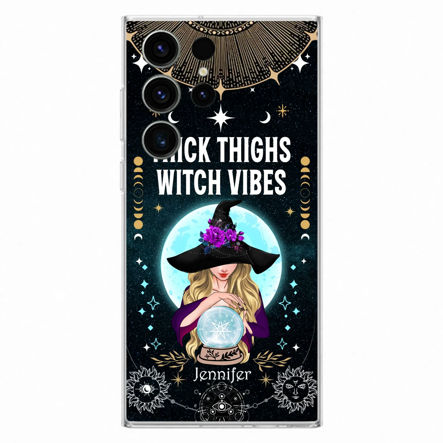 Custom Personalized Witch Phone Case - Best Gift Idea For Halloween - Thick Thighs Witch Vibes Witchy Wicca - Case For iPhone And Samsung