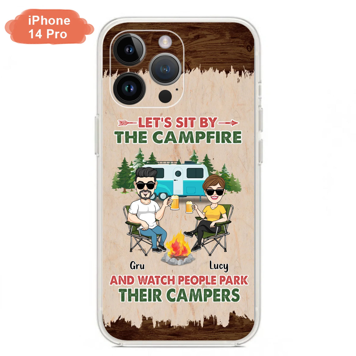 Custom Personalized Couple With Dogs Camping Phone Case - Couple With Up to 4 Dogs - Gift For Couple/ Camping/ Dog Lover - Let's Sit By The Campfire - Case For iPhone And Samsung