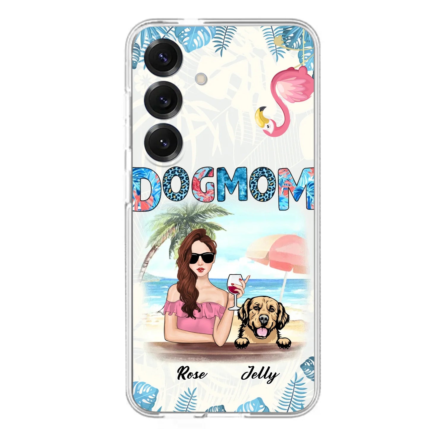 Custom Personalized Dog Mom Summer Patterned Phone Case - Upto 4 Dogs - Gift Idea For Dog Mom - Case For iPhone And Samsung