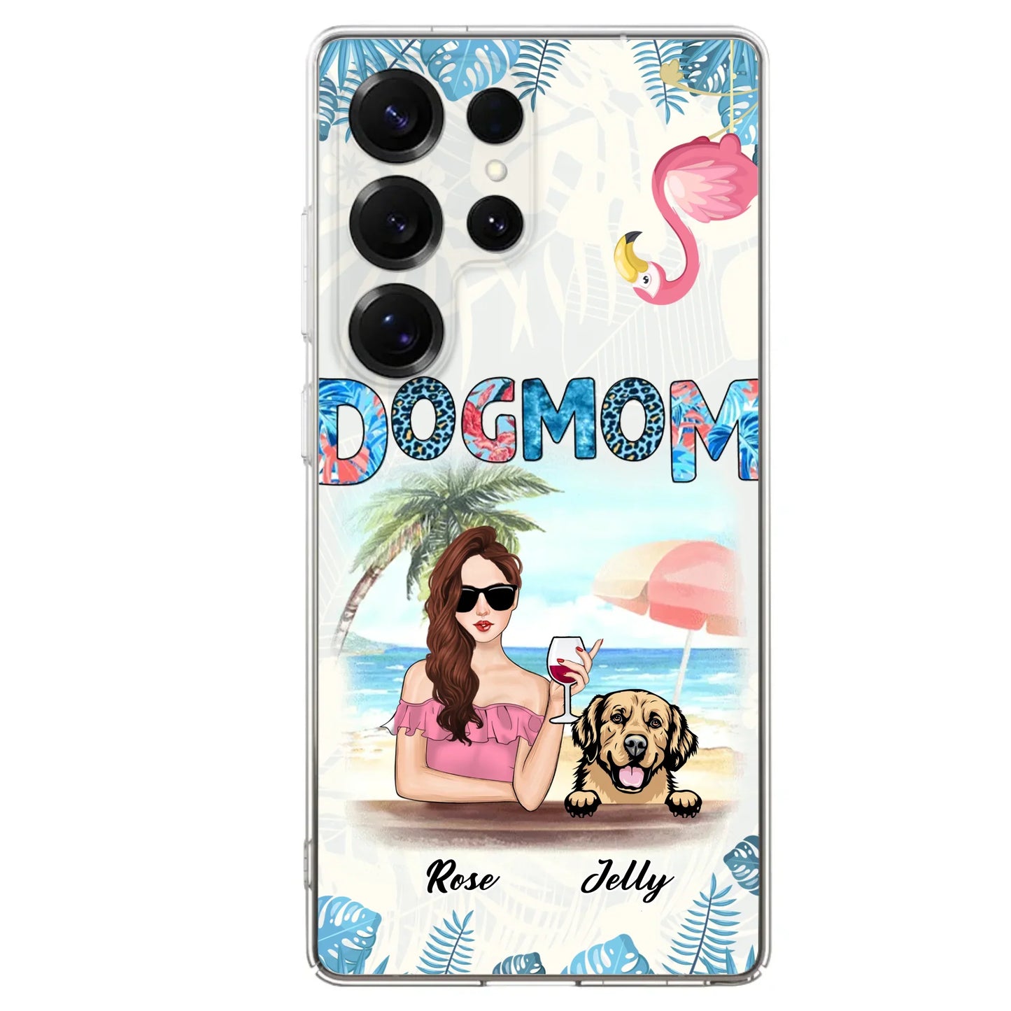 Custom Personalized Dog Mom Summer Patterned Phone Case - Upto 4 Dogs - Gift Idea For Dog Mom - Case For iPhone And Samsung