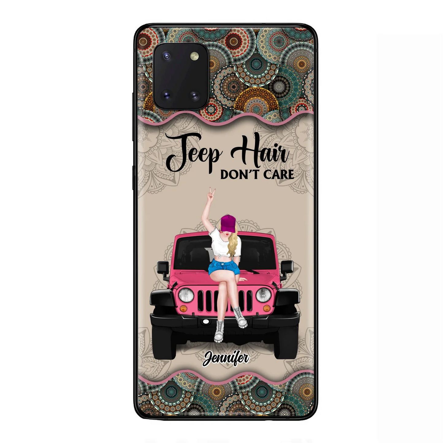 Custom Personalized Off-road Girl Phone Case - Upto 4 Dogs - Gift Idea For Dog/Off-road Lovers - Case for iPhone/Samsung