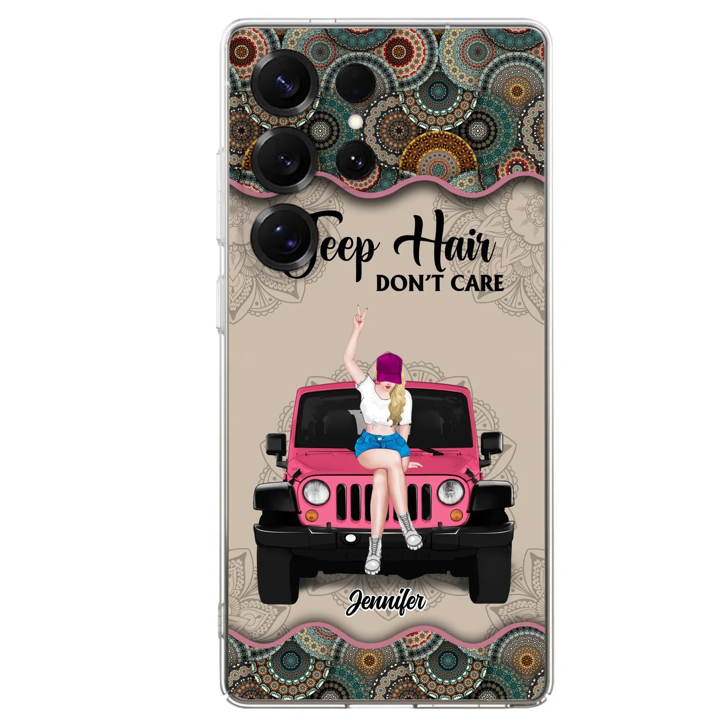 Custom Personalized Off-road Girl Phone Case - Upto 4 Dogs - Gift Idea For Dog/Off-road Lovers - Case for iPhone/Samsung