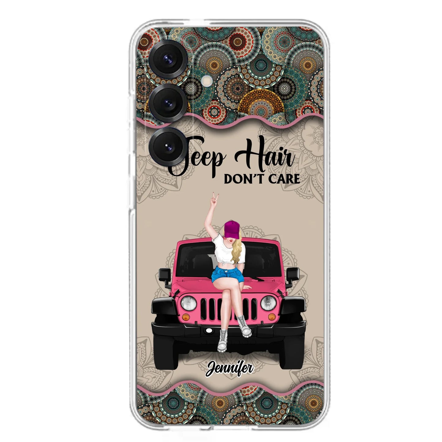 Custom Personalized Off-road Girl Phone Case - Upto 4 Dogs - Gift Idea For Dog/Off-road Lovers - Case for iPhone/Samsung