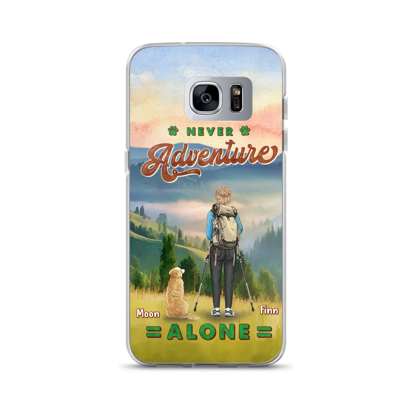 Custom Personalized Solo Hiking With Dogs Phone Case - Woman/Man With Upto 4 Dogs - Gift Idea For Hiking Lovers - Cases For iPhone and Samsung