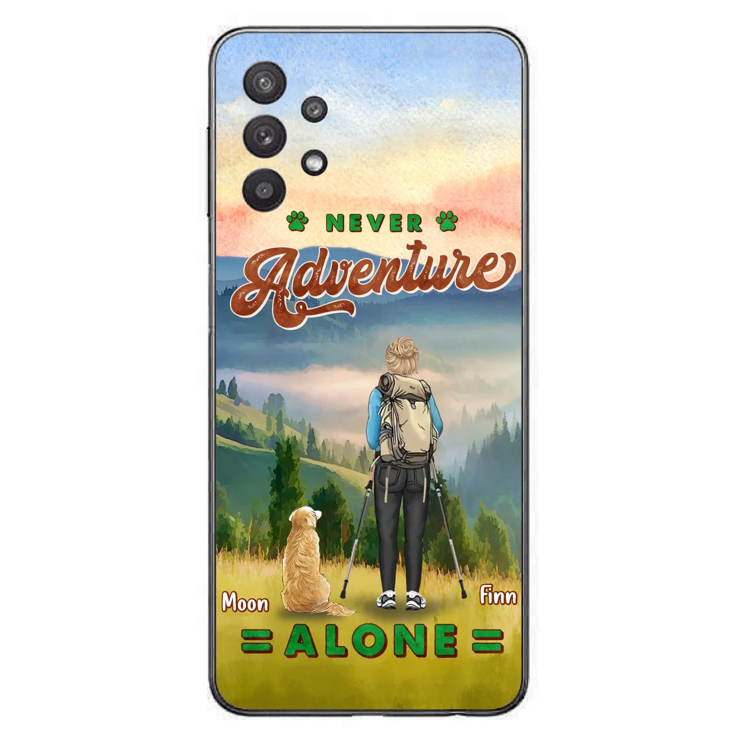 Custom Personalized Solo Hiking With Dogs Phone Case - Woman/Man With Upto 4 Dogs - Gift Idea For Hiking Lovers - Cases For iPhone and Samsung