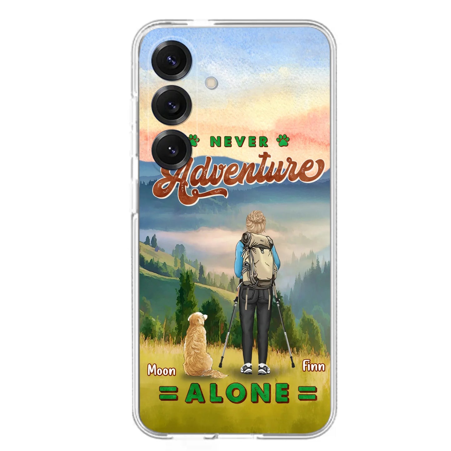 Custom Personalized Solo Hiking With Dogs Phone Case - Woman/Man With Upto 4 Dogs - Gift Idea For Hiking Lovers - Cases For iPhone and Samsung