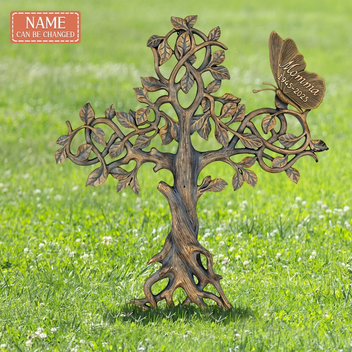Custom Personalized Vintage Memorial Cross Butterfly Metal Sign - Memorial Gift Idea