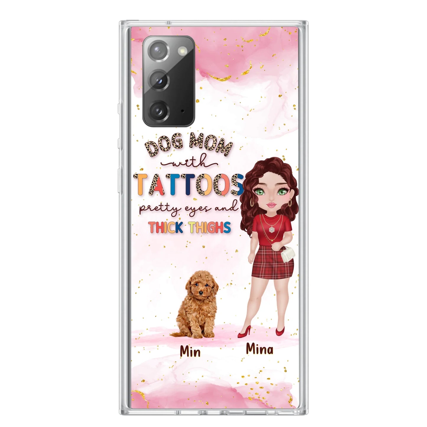 Custom Personalized Dog Mom Phone Case - Up to 5 Dogs - Best Gift Idea For Dog Lovers/Mother's Day - Dog Mom With Tattoos Pretty Eyes And Thick Thighs - Cases For iPhone And Samsung