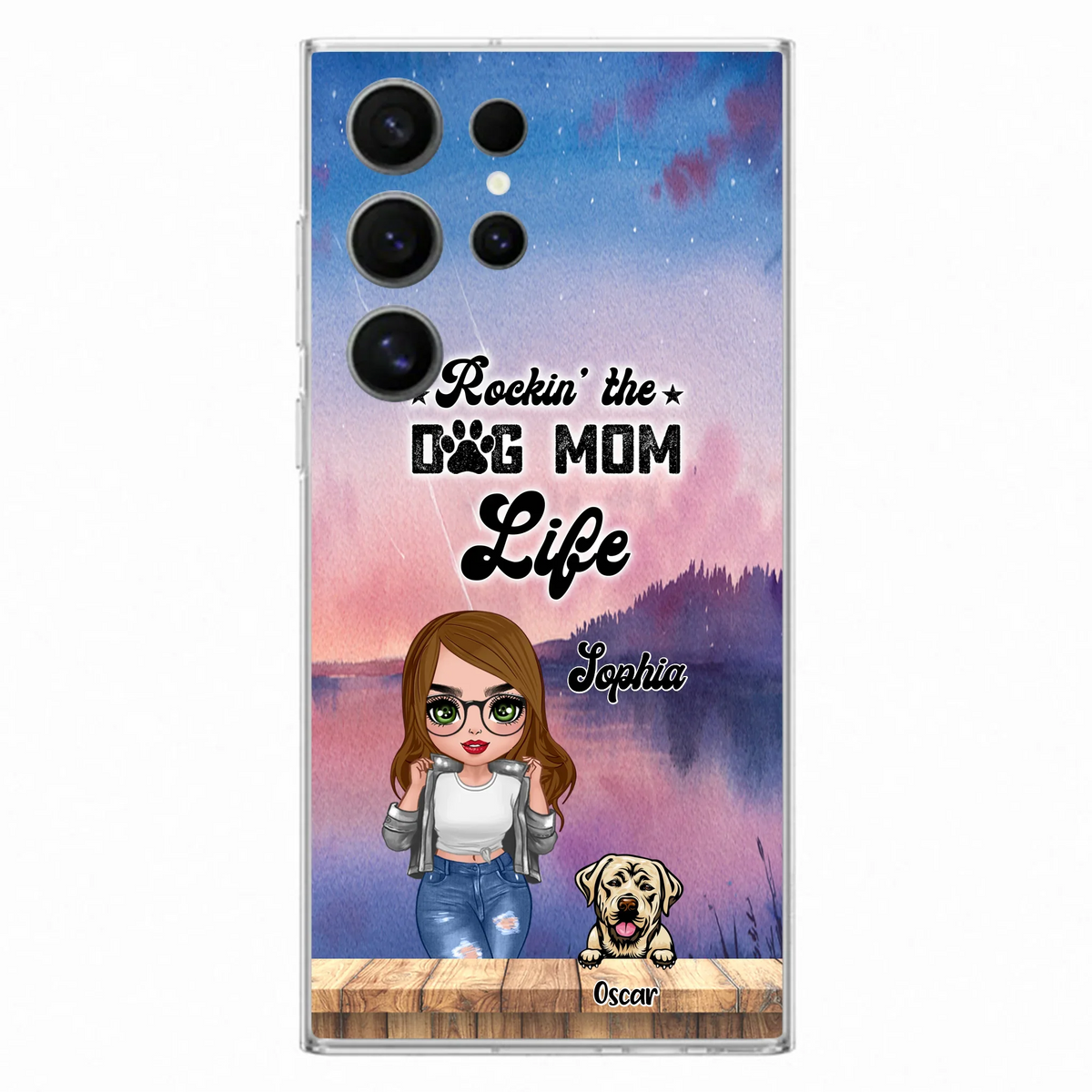 Custom Personalized Dog Mom Chibi Front Phone Case - Gifts For Dog Lover With Up to 4 Dogs - Rockin' The Dog Mom Life - Case For iPhone And Samsung