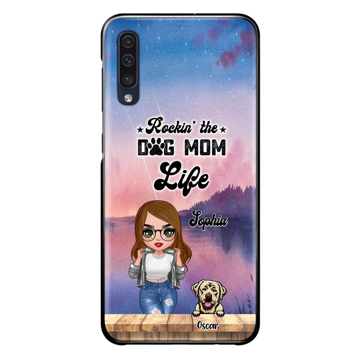 Custom Personalized Dog Mom Chibi Front Phone Case - Gifts For Dog Lover With Up to 4 Dogs - Rockin' The Dog Mom Life - Case For iPhone And Samsung