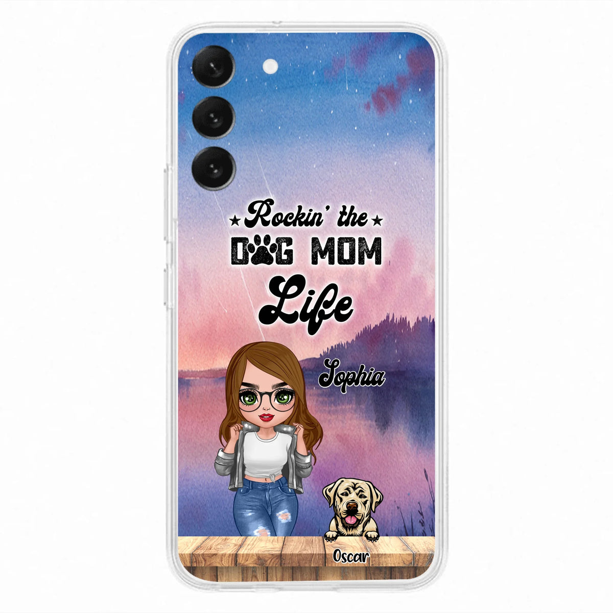 Custom Personalized Dog Mom Chibi Front Phone Case - Gifts For Dog Lover With Up to 4 Dogs - Rockin' The Dog Mom Life - Case For iPhone And Samsung