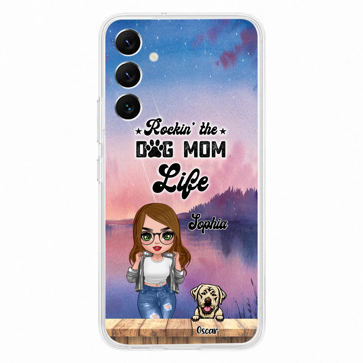 Custom Personalized Dog Mom Chibi Front Phone Case - Gifts For Dog Lover With Up to 4 Dogs - Rockin' The Dog Mom Life - Case For iPhone And Samsung