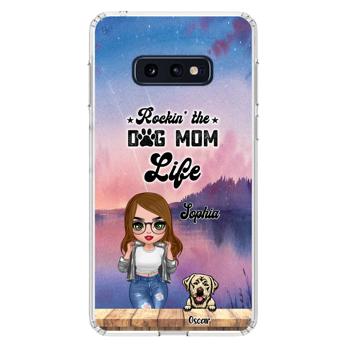 Custom Personalized Dog Mom Chibi Front Phone Case - Gifts For Dog Lover With Up to 4 Dogs - Rockin' The Dog Mom Life - Case For iPhone And Samsung