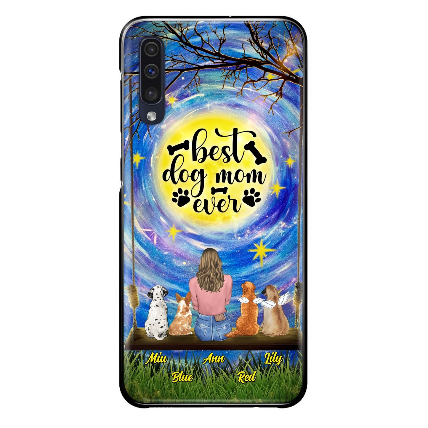 Custom Personalized Dog Mom Phone Case - Upto 4 Dogs - Gift Idea For Dog Lovers - I Love You To the Moon And Back - Case For iPhone/Samsung