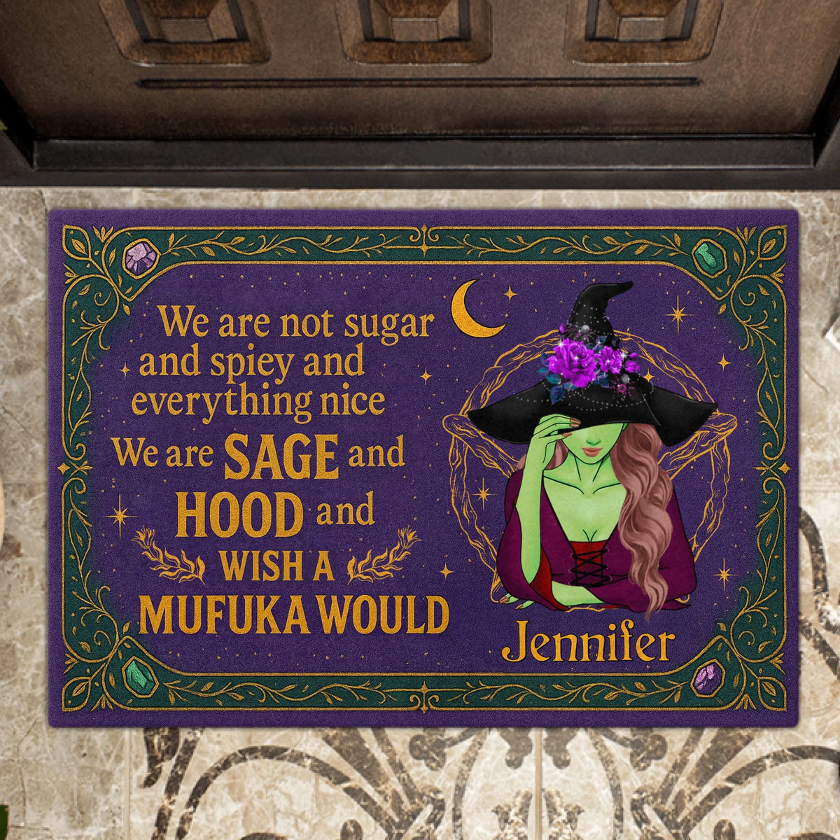 Personalized Witch Doormat - Halloween Gift Idea For Witch Lover - We Are Not Sugar And Spiey