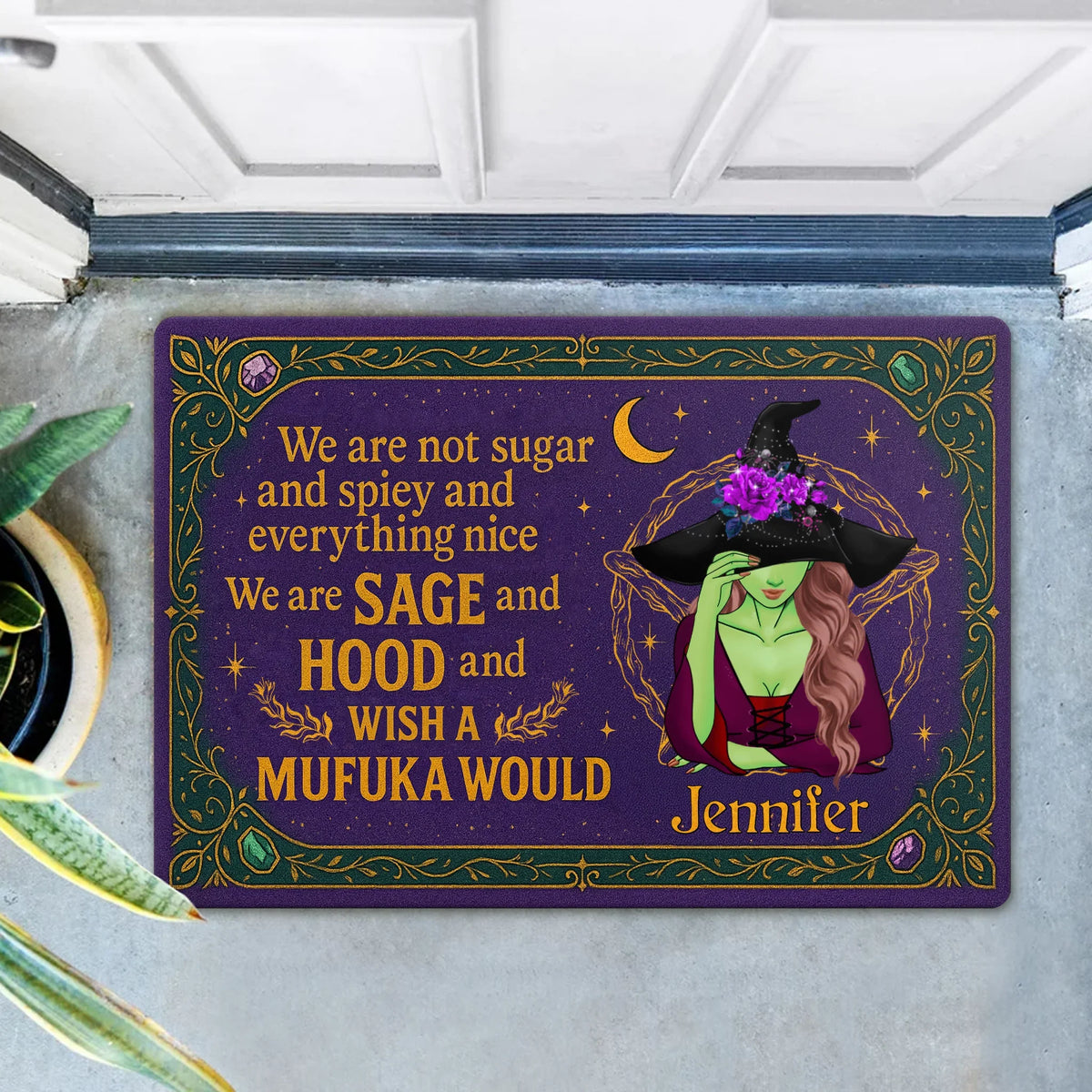 Personalized Witch Doormat - Halloween Gift Idea For Witch Lover - We Are Not Sugar And Spiey