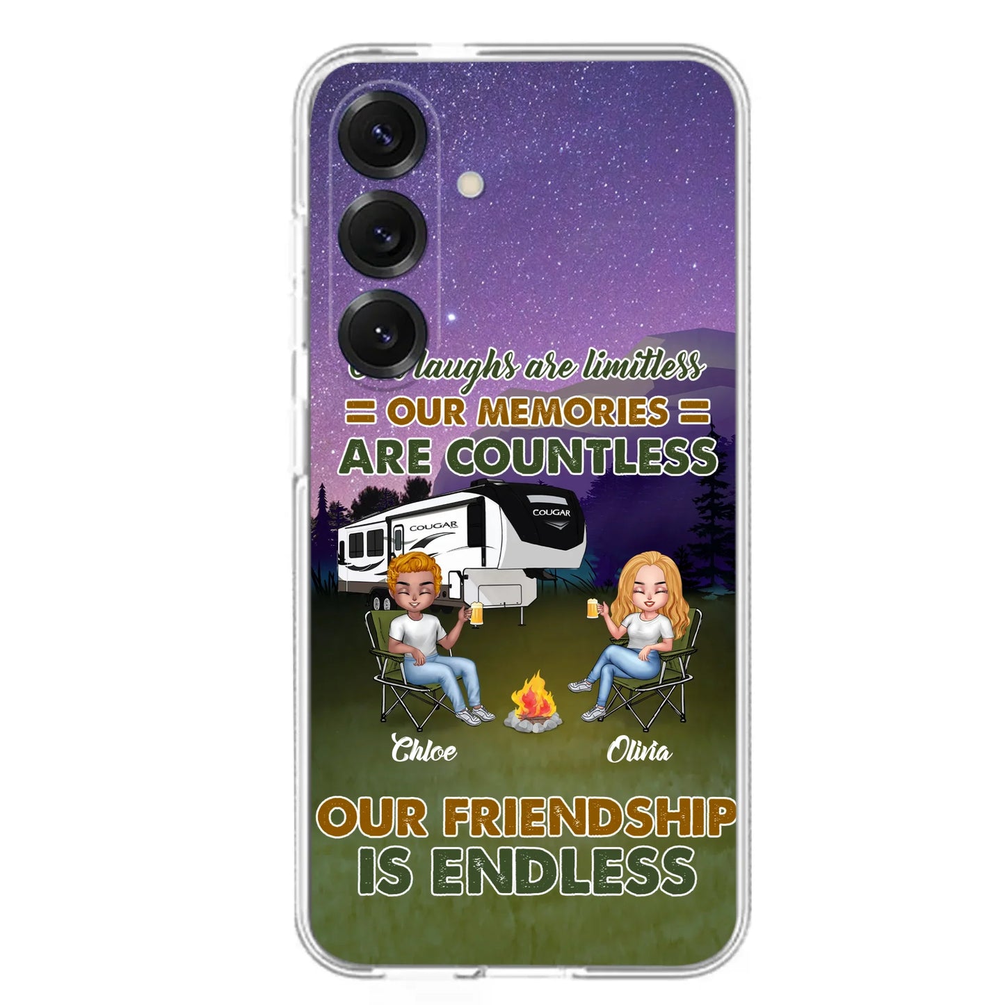 Custom Personalized Camping Friends Phone Case - Upto 4 People - Gift Idea For Friends/ Camping Lover - Life Is Better When You're Camping With Friends - Case For iPhone/Samsung