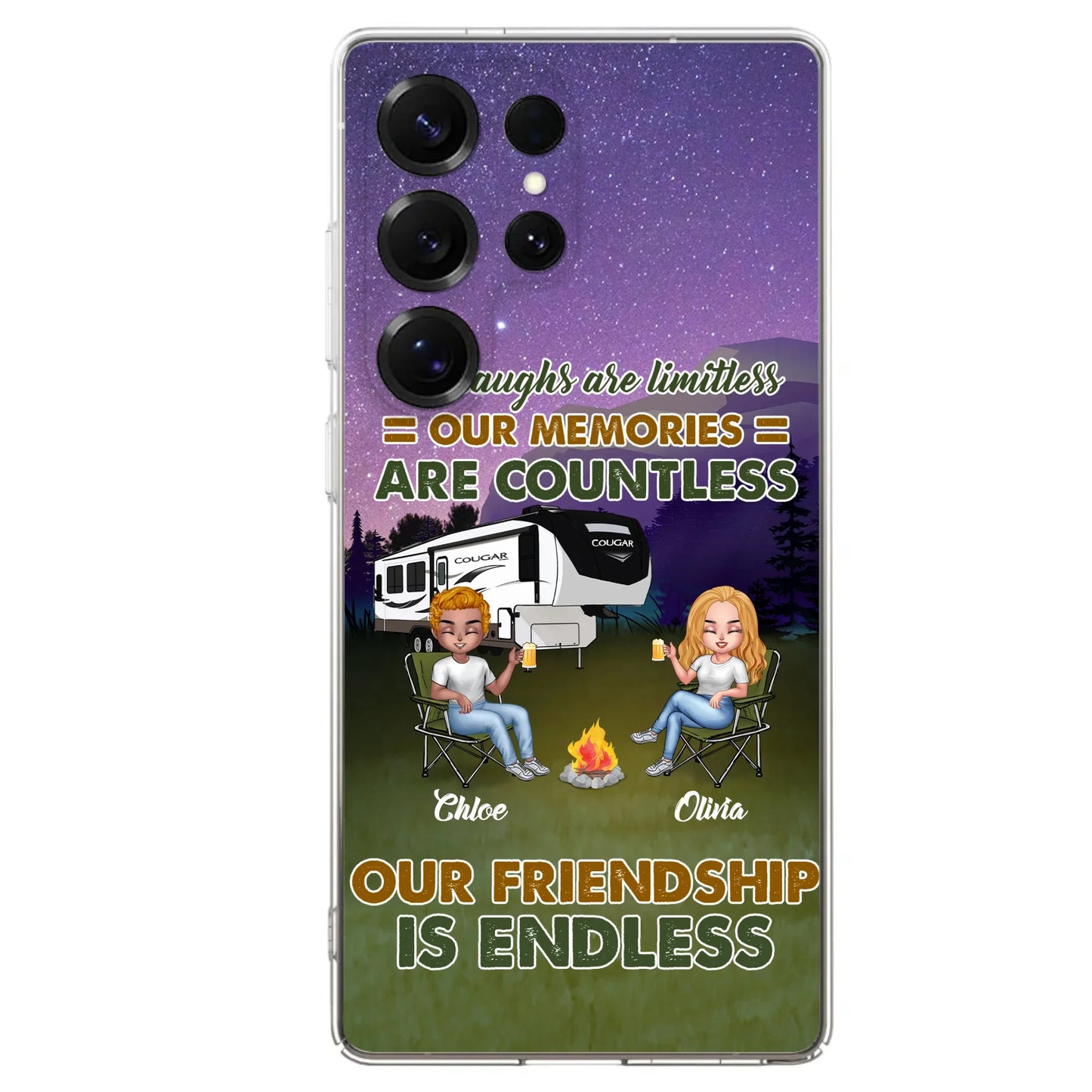 Custom Personalized Camping Friends Phone Case - Upto 4 People - Gift Idea For Friends/ Camping Lover - Life Is Better When You're Camping With Friends - Case For iPhone/Samsung