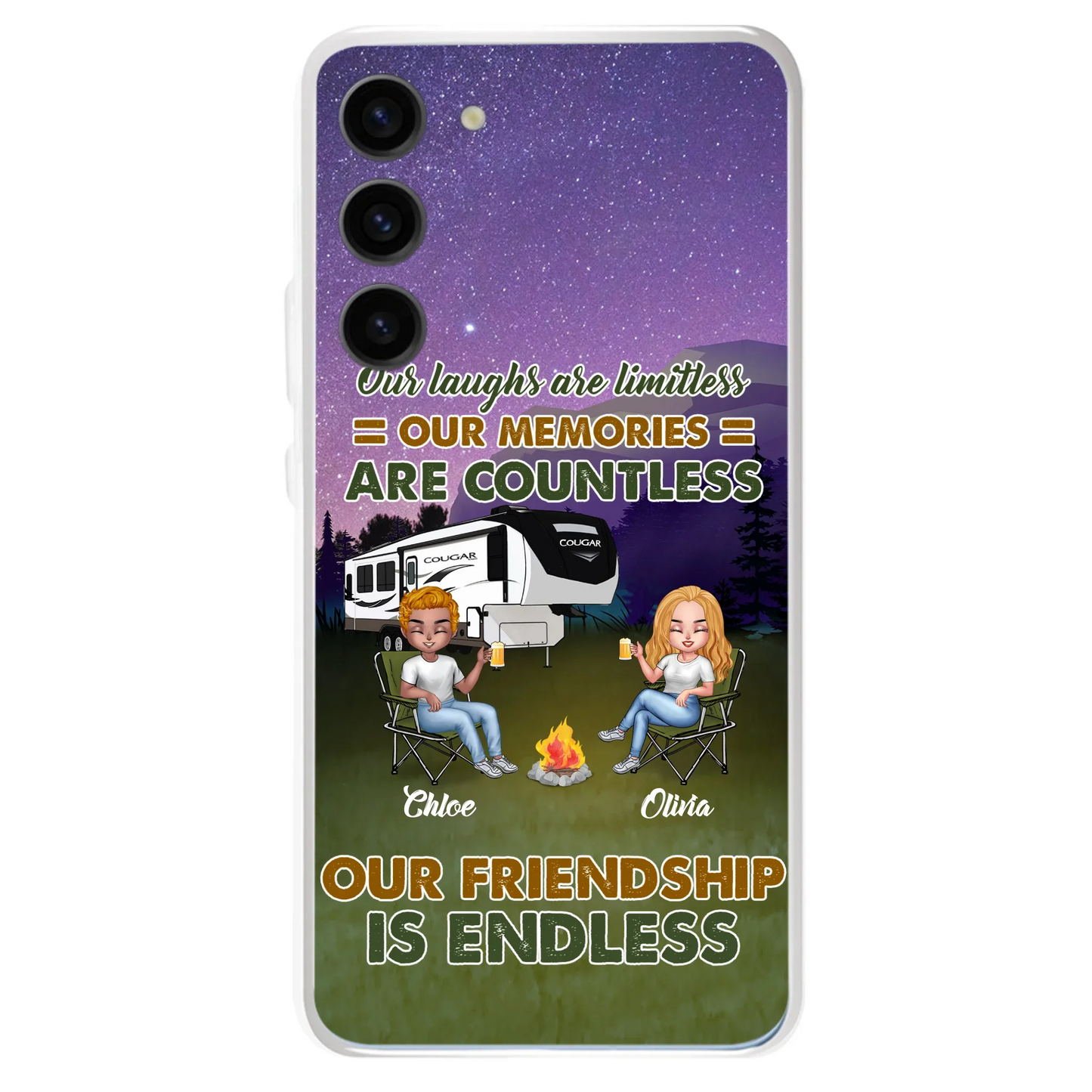 Custom Personalized Camping Friends Phone Case - Upto 4 People - Gift Idea For Friends/ Camping Lover - Life Is Better When You're Camping With Friends - Case For iPhone/Samsung