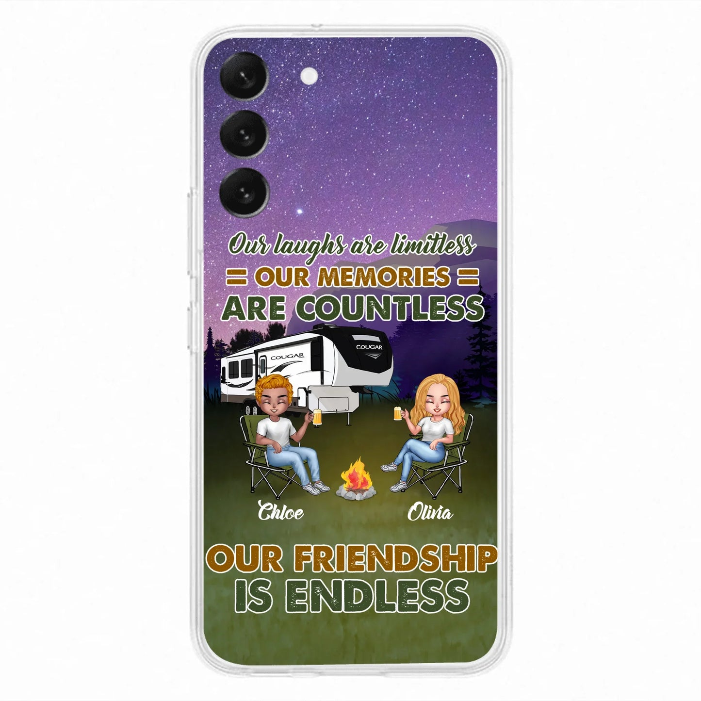 Custom Personalized Camping Friends Phone Case - Upto 4 People - Gift Idea For Friends/ Camping Lover - Life Is Better When You're Camping With Friends - Case For iPhone/Samsung