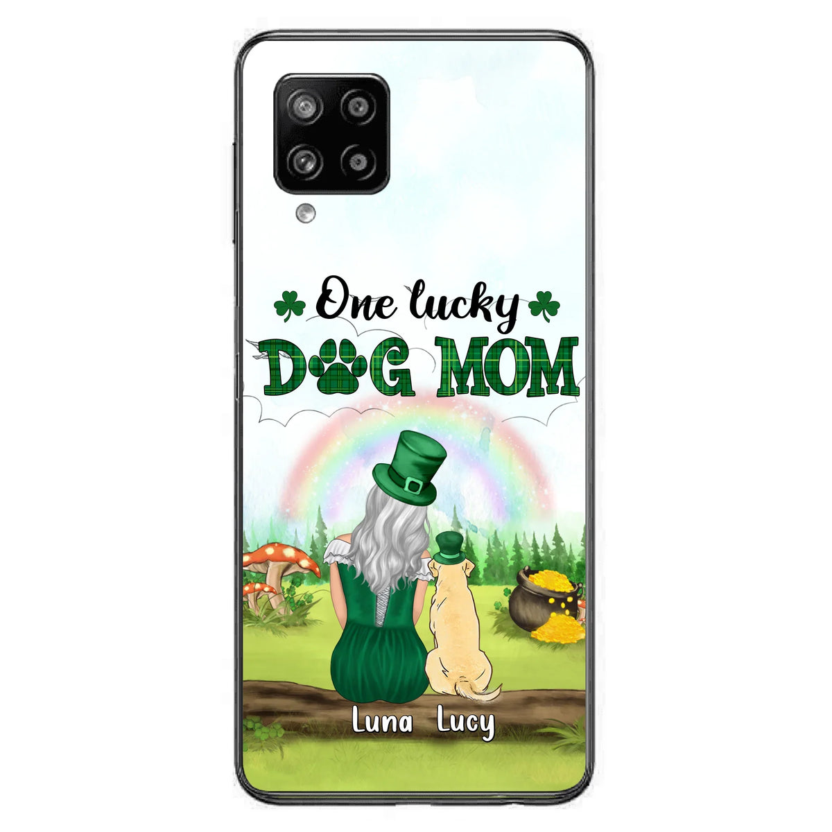 Custom Personalized Dog Mom Phone Case - Upto 4 Dogs - St. Patrick's Day Gift Idea For Dog Lover - Case For iPhone/Samsung