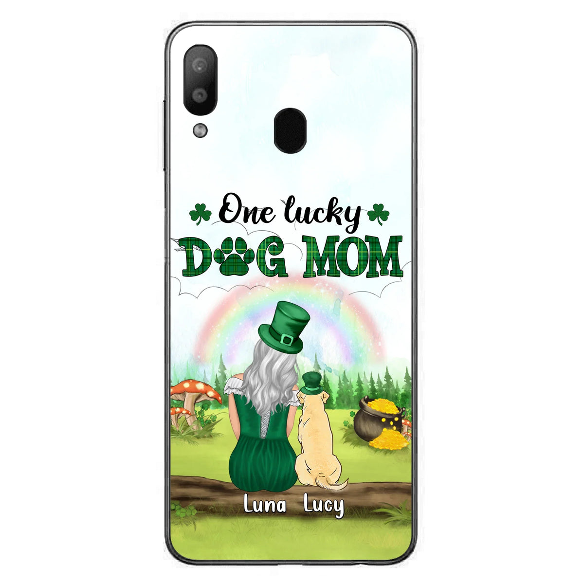 Custom Personalized Dog Mom Phone Case - Upto 4 Dogs - St. Patrick's Day Gift Idea For Dog Lover - Case For iPhone/Samsung