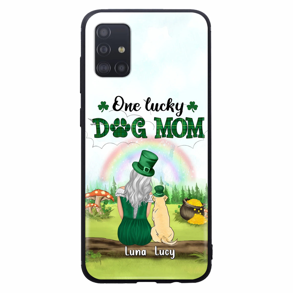 Custom Personalized Dog Mom Phone Case - Upto 4 Dogs - St. Patrick's Day Gift Idea For Dog Lover - Case For iPhone/Samsung