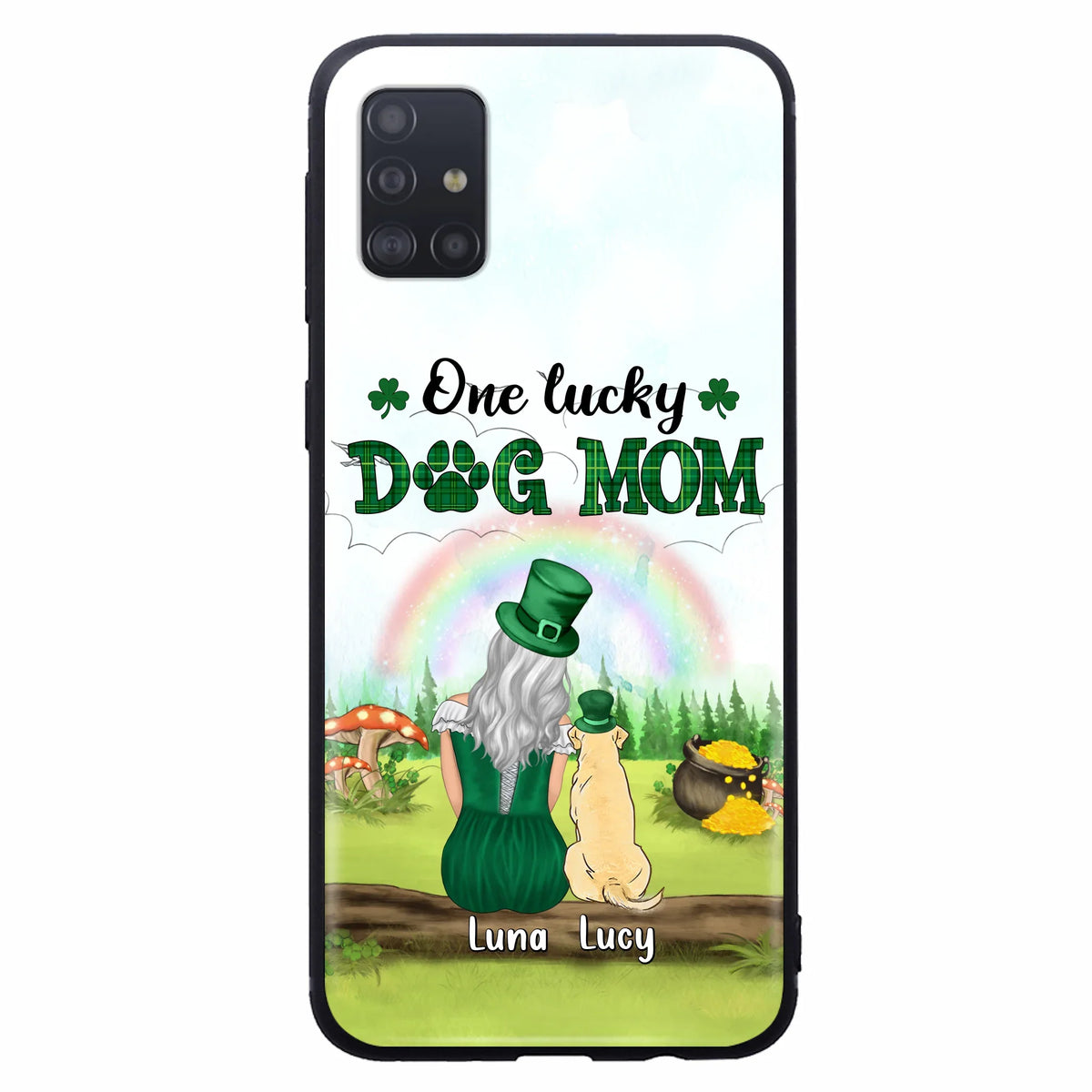 Custom Personalized Dog Mom Phone Case - Upto 4 Dogs - St. Patrick's Day Gift Idea For Dog Lover - Case For iPhone/Samsung