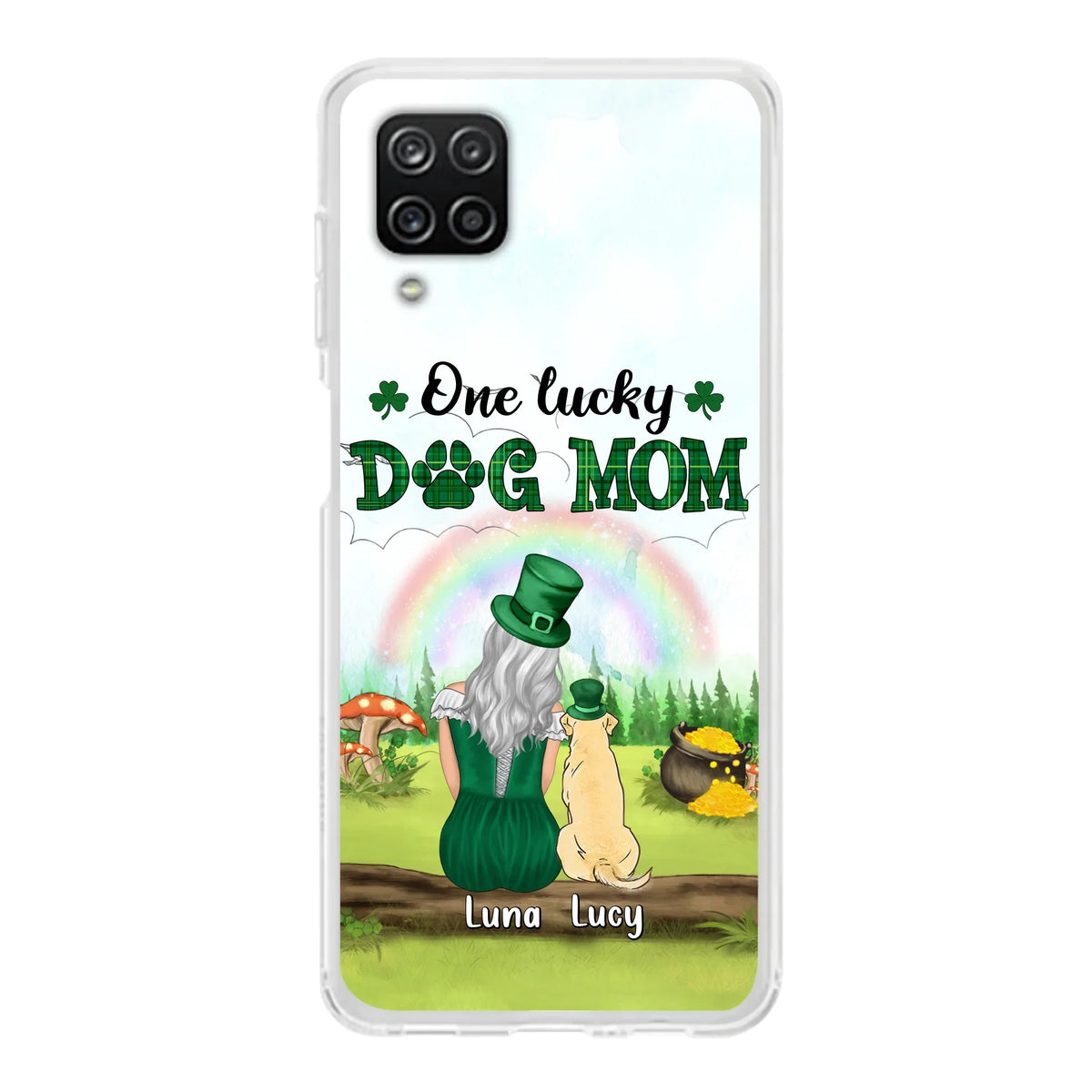 Custom Personalized Dog Mom Phone Case - Upto 4 Dogs - St. Patrick's Day Gift Idea For Dog Lover - Case For iPhone/Samsung