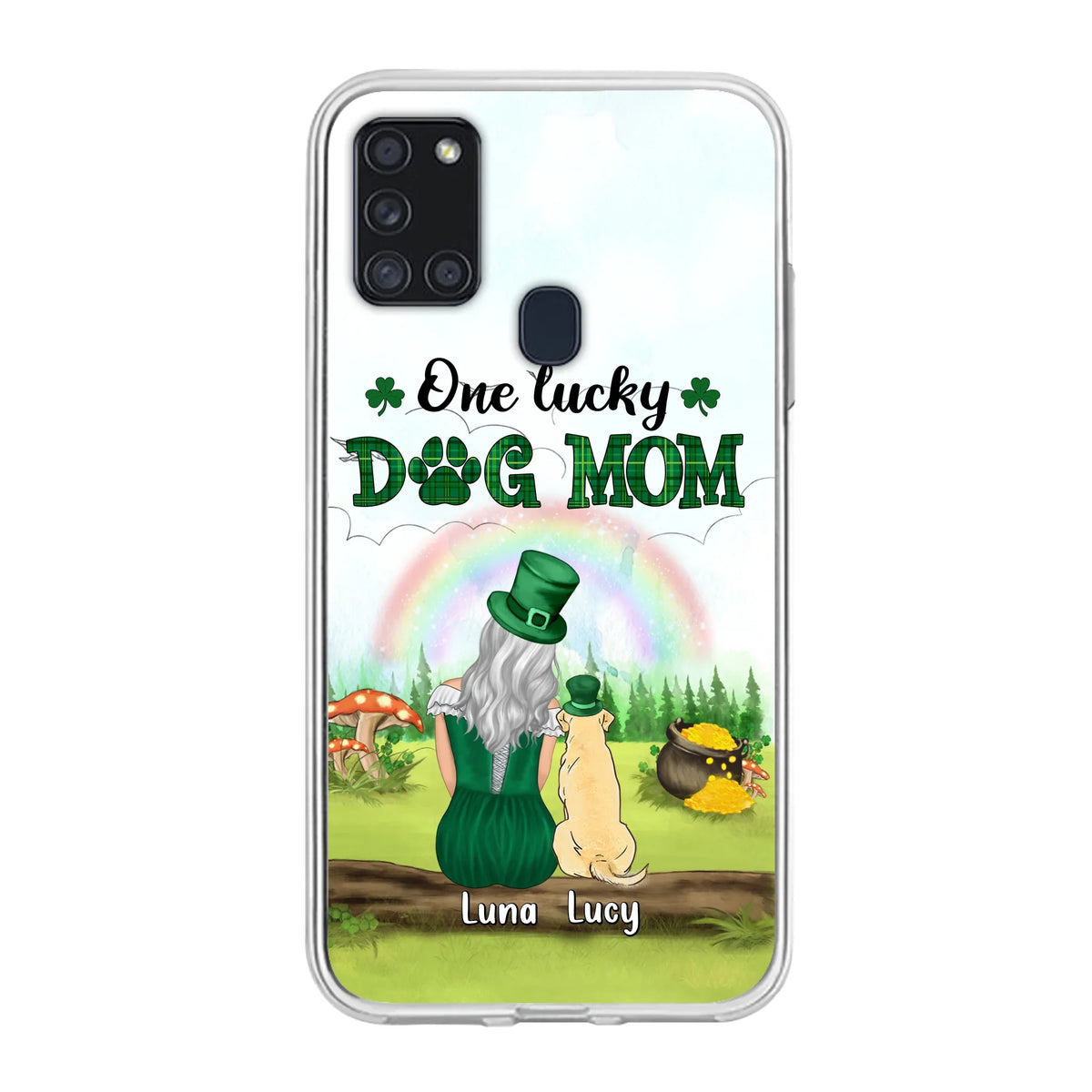 Custom Personalized Dog Mom Phone Case - Upto 4 Dogs - St. Patrick's Day Gift Idea For Dog Lover - Case For iPhone/Samsung