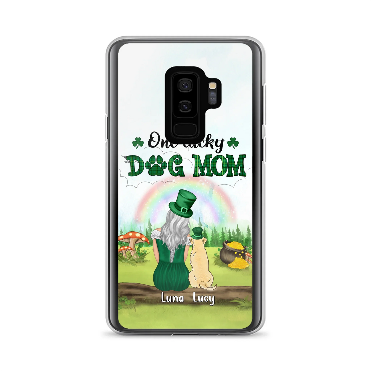 Custom Personalized Dog Mom Phone Case - Upto 4 Dogs - St. Patrick's Day Gift Idea For Dog Lover - Case For iPhone/Samsung